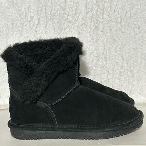 BearPaw Womens Black Heidi II Suede Upper Wool-Blend Lining Pull On Boots SZ 6